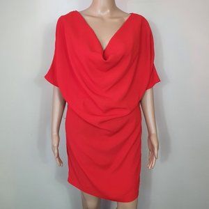 Guess Los Angeles shift dress cowl neck Sze S Red short sleeve NEW
